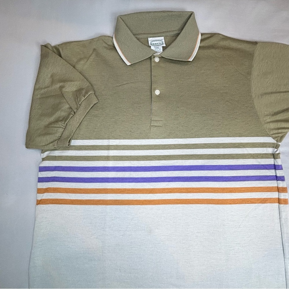Vintage Brut Cologne Aftershave Polo Shirt Men’s Large Striped
